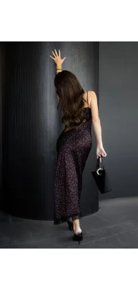 Італійська сатинова сукня. Колір: Коричневий