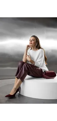 Бордові штани з екошкіри. Колір: Бордовий