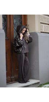 Куртка з екошкіри на блискавці. Колір: Коричневий