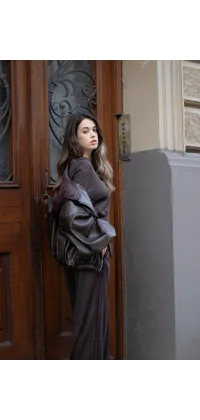 Куртка з екошкіри на блискавці, одяг від Jador