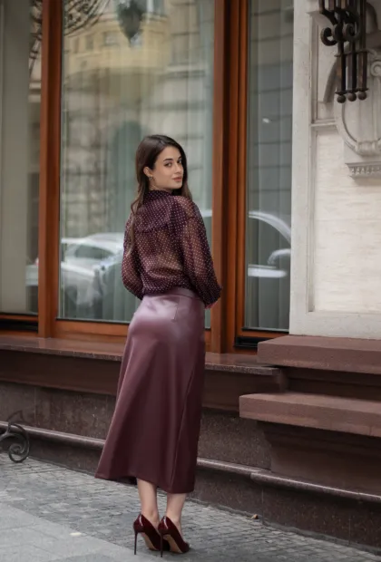 Спідниця міді з екошкіри