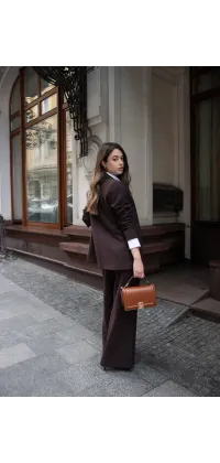 Штани палаццо з ременем. Колір: Коричневий