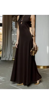 Шоколадна сукня максі. Колір: Коричневий