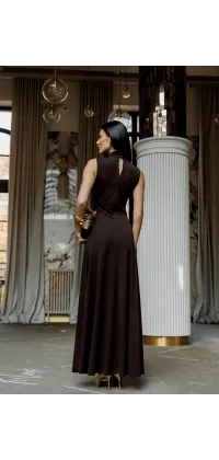 Шоколадна сукня максі, одяг від Jador