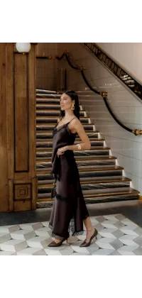 Сатинова спідниця з мереживом, одяг від Jador