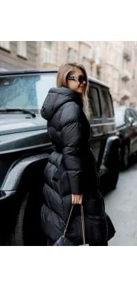 Жіночий пуховик максі. Доступні розміри: L, XL