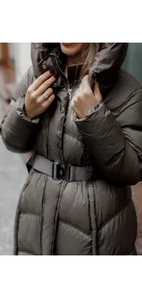 Жіночий пуховик з поясом, одяг від Jador