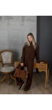 Шоколадний трикотажний костюм. Колір: Коричневий