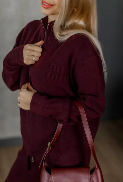 Трикотажний костюм бордо