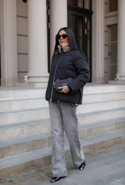 Укорочений пуховик з вовни