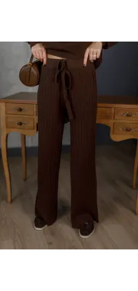 Костюм двійка у стилі Polo із наткральної вовни в шоколадному кольорі, одяг від Jador