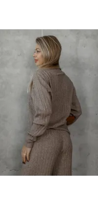 В’язаний костюм в стилі Polo | Колір капучіно з натуральної вовни, одяг від Jador