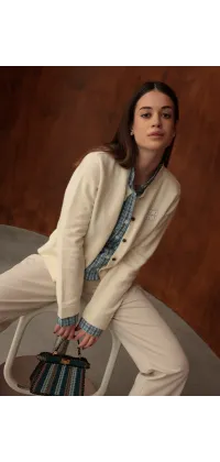 Кардиган в стилі miu miu. Колір: Кремовий