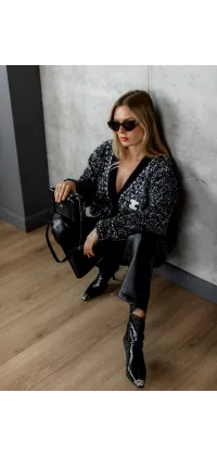 Чорний кардиган oversize. Доступні розміри: 