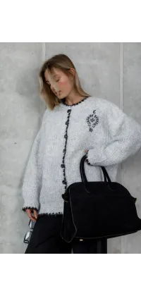 Білий в’язаний светр у стилі Chrome Hearts. Колір: Білий