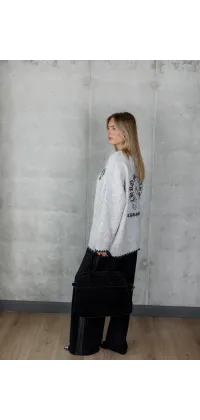 Білий в’язаний светр у стилі Chrome Hearts, від Jador