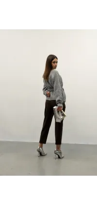 Жіночий кардиган з поясом. Колір: Сірий