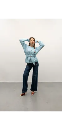 Блакитний мохеровий кардиган. Колір: Блакитний