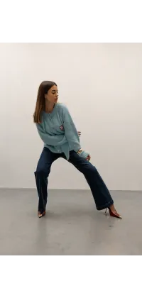 Блакитний мохеровий кардиган, одяг від Jador