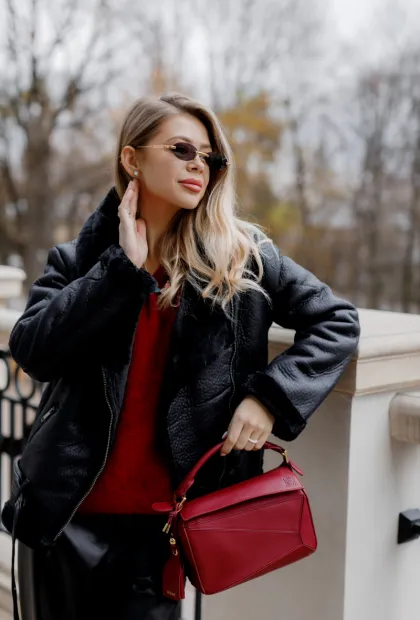 Чорна укорочена дублянка