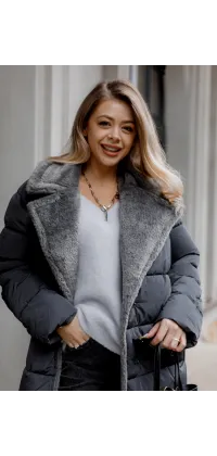 Жіночий зимовий пуховик. Колір: Сірий