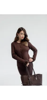 Трикотажний костюм-двійка. Колір: Коричневий