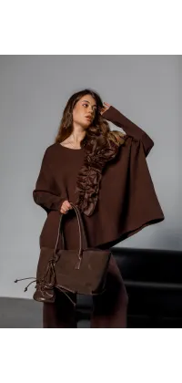 Комплект з квітковим декором з органзи шоколадного кольору, одяг від Jador