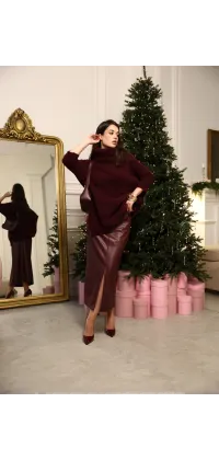 Преміальний зимовий светр. Колір: Бордовий