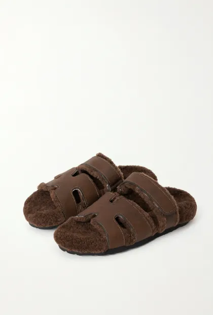 Жіночі коричневі утеплені сандалі