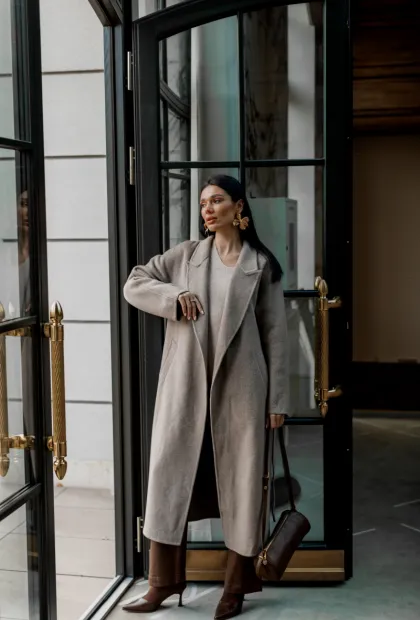 Пальто максі з поясом