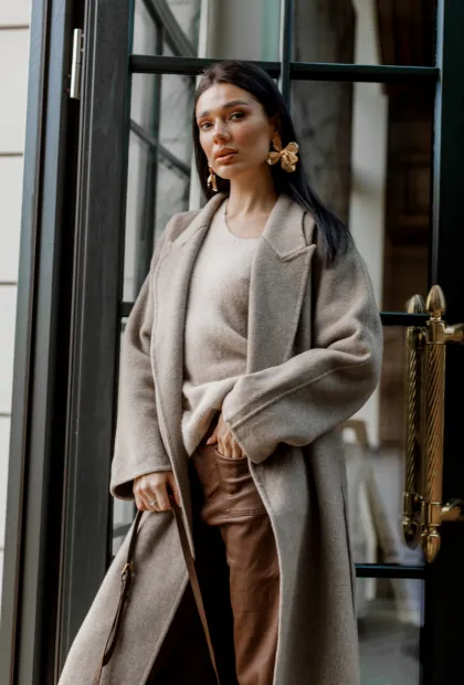 Пальто максі з поясом