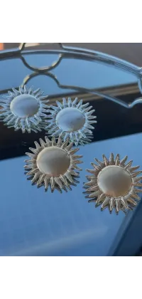 Сріблясті сережки у формі сонця. Колір: Срібний