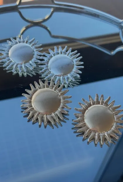 Сріблясті сережки у формі сонця