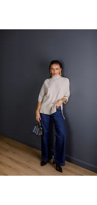 Темно-сині джинси-кльош з високою посадкою. Доступні розміри: XL