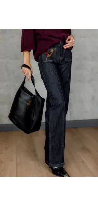 Джинси прямого крою з високою посадкою. Колір: Джинс