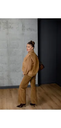 Вельветові штани карамельного кольору. Доступні розміри: S