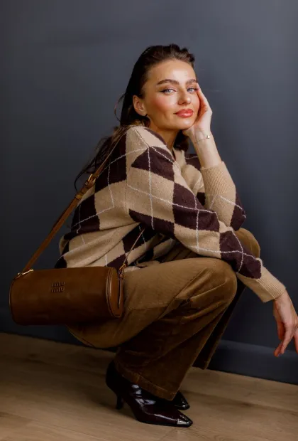 Кардиган в ромб