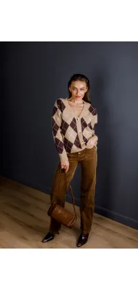 Кардиган в ромб. Колір: Бежевий