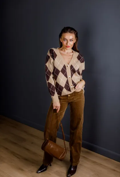 Кардиган в ромб