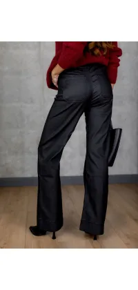 Чорні штани з еко-шкіри. Доступні розміри: 