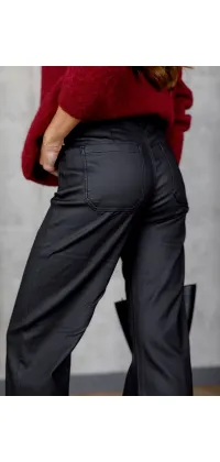 Чорні штани з еко-шкіри, одяг від Jador