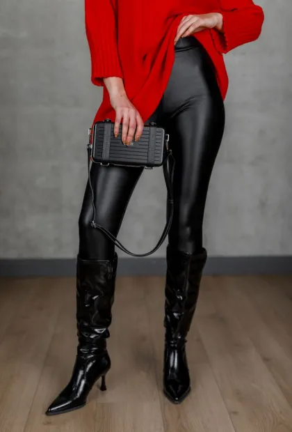 Легінси чорні зі екошкіри