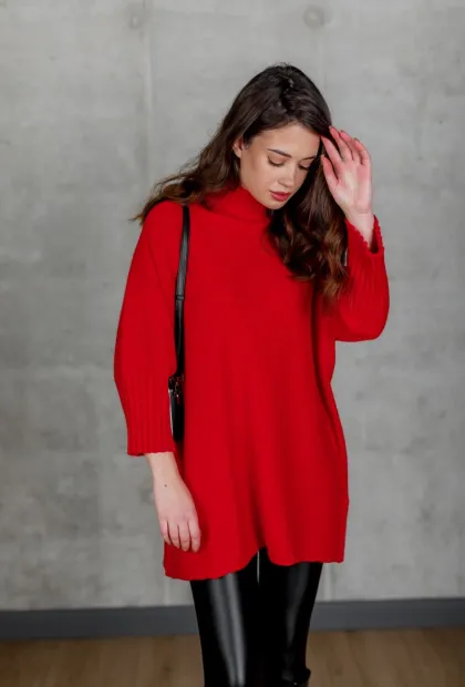 Червоний  светр oversize