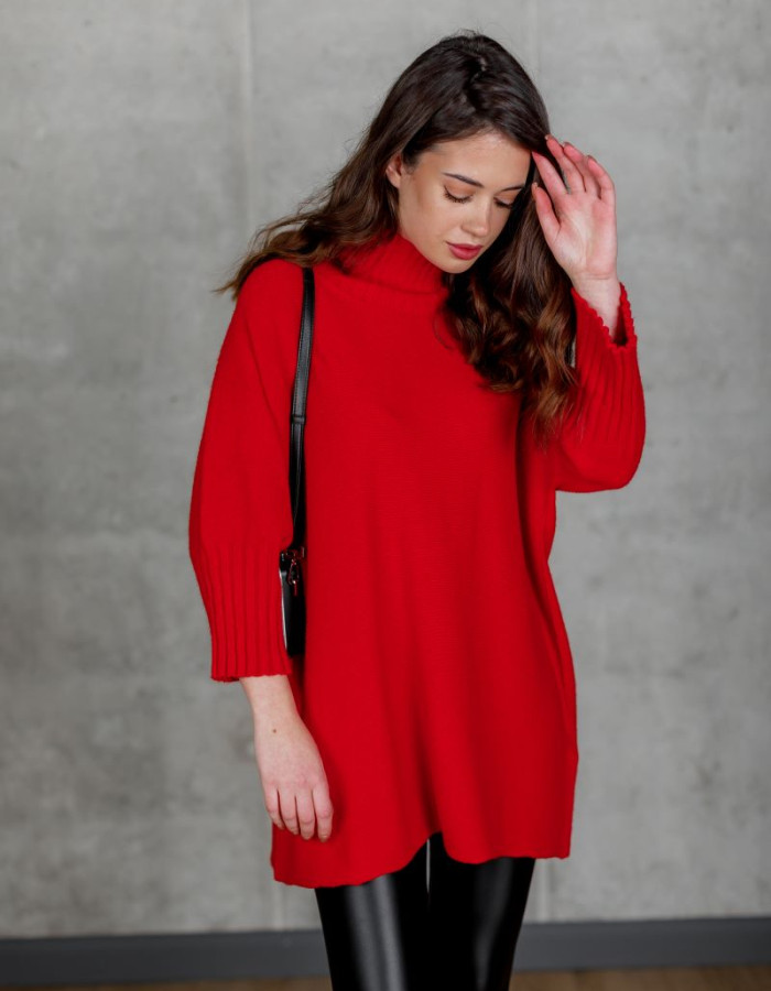 Червоний  светр oversize