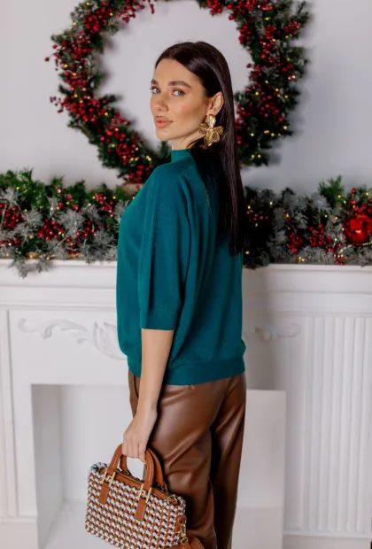 Смарагдовий светр з рукавом 3/4
