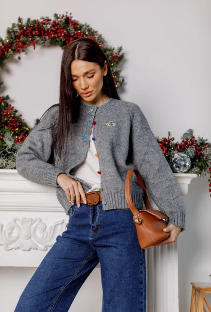 Сірий в’язаний светр у стилі Vivienne Westwood