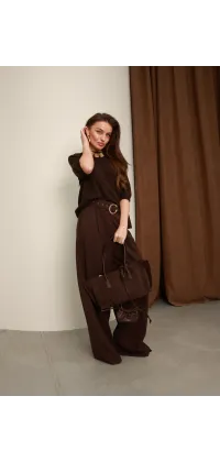 Светр шоколадного кольору з рукавом 3/4, одяг від Jador