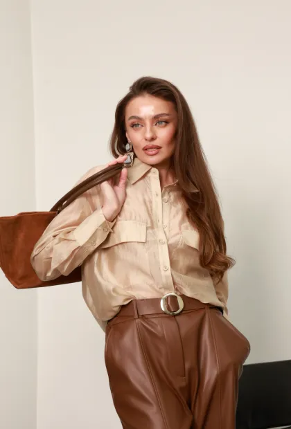 Блуза-сорочка з сатиновим ефектом