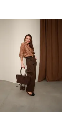 Сатинова блуза-сорочка. Колір: Карамельний