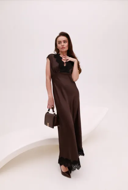 Шоколадна сукня з мереживом IMPERIAL